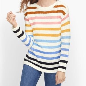 Talbots Size MP Slub Cotton Stripe Sweater